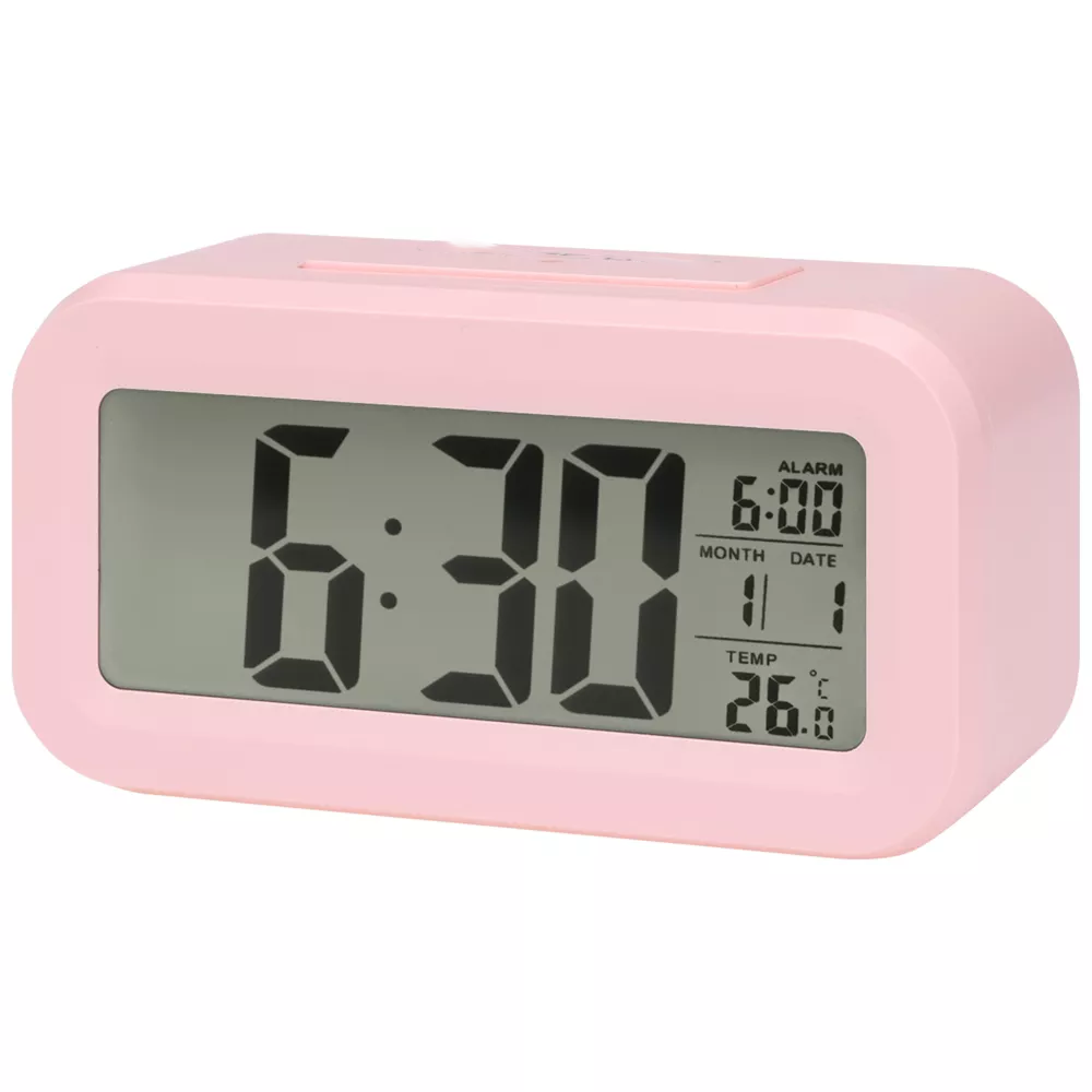Digital Alarm Clock Battery Operated Large LCD Screen with Time Date Temperature Display Backlight & 5-Minute Snooze
