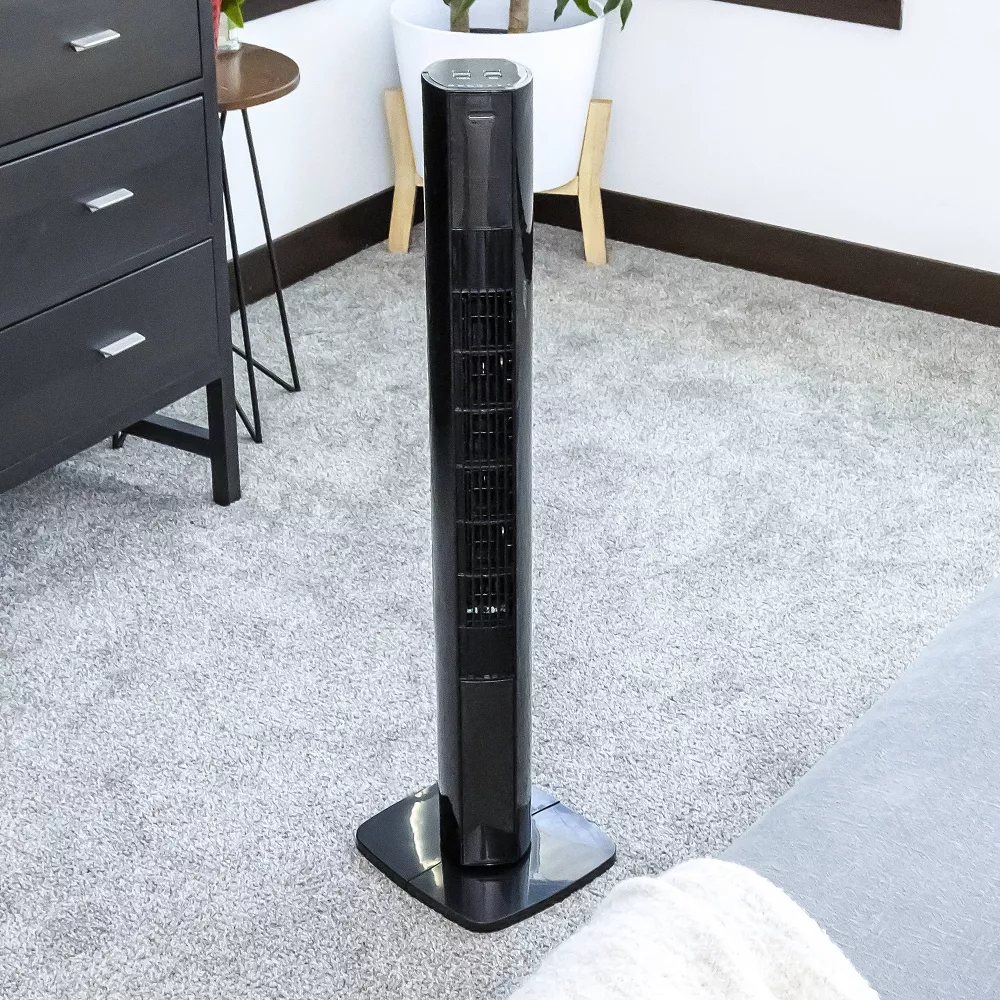 Electric Fan 37 Inch Oscillating Tower Fan 6 Wind Speeds Quiet Operation with Remote Control & 8H Timer