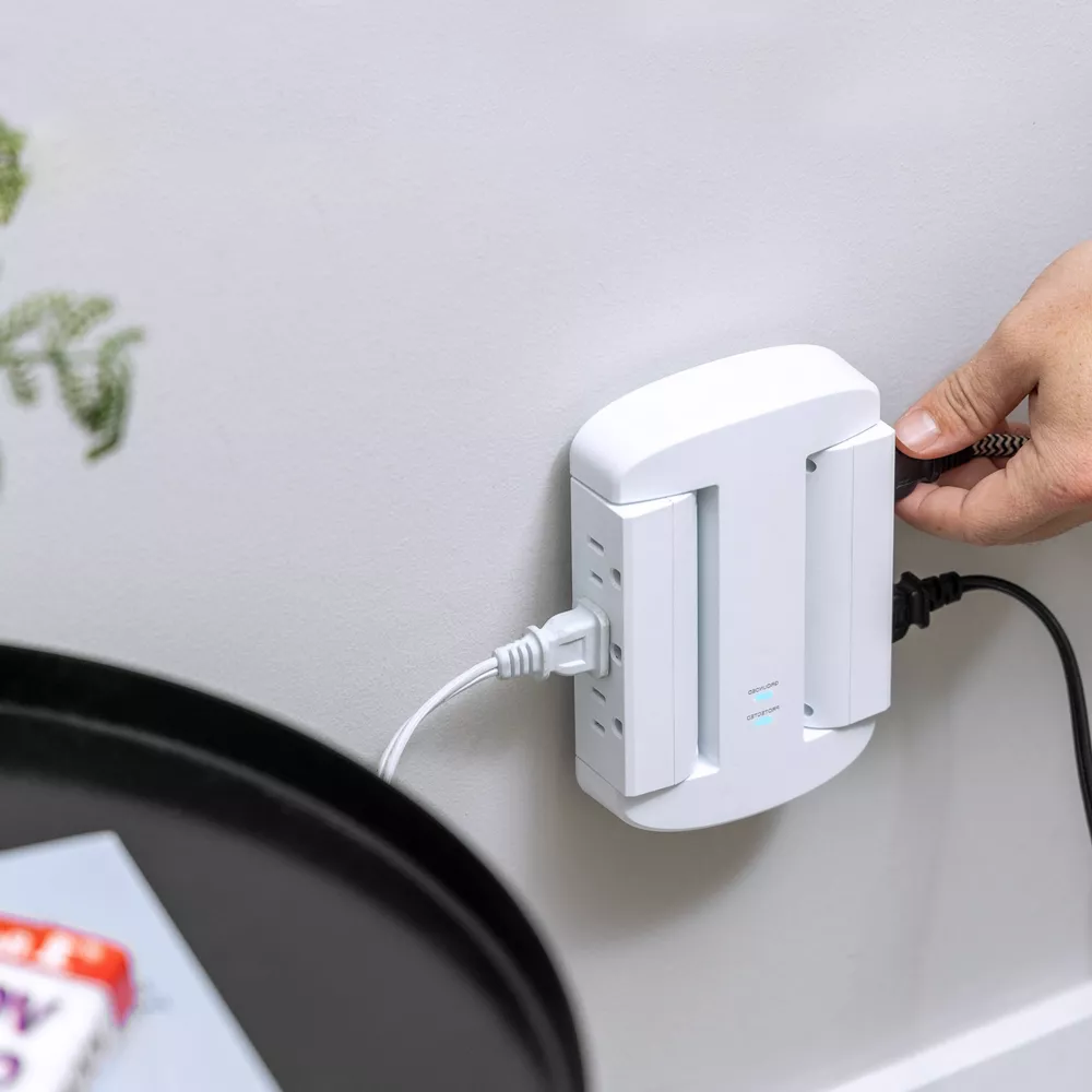 Surge Tap Wall Extender 6 Swivel Grounded Outlets with 980J Surge Protection & Indicator Lights