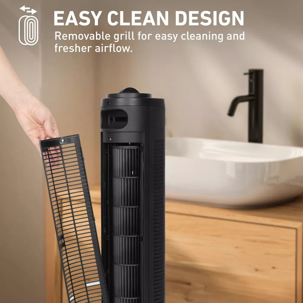Electric Fan 29 Inch Manual Control Oscillating Tower Fan 3 Wind Speeds Portable Space-Saving Floor Fan