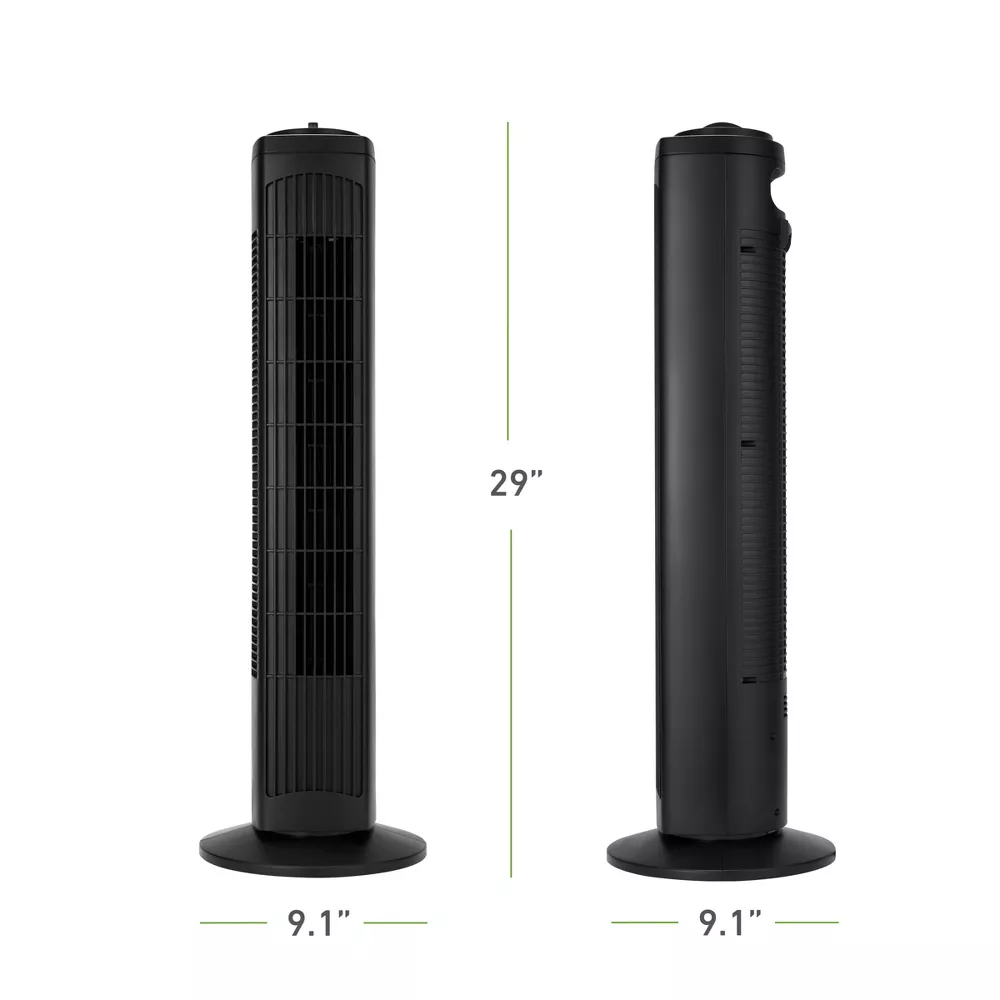 Electric Fan 29 Inch Manual Control Oscillating Tower Fan 3 Wind Speeds Portable Space-Saving Floor Fan