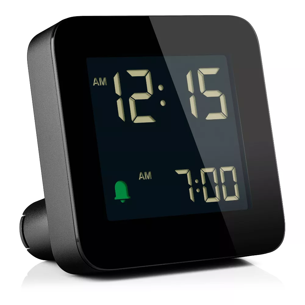 Digital Alarm Clock Square Negative LCD Display Crescendo Gradual Beep Alarm with 5-Minute Snooze & Temporary Backlight