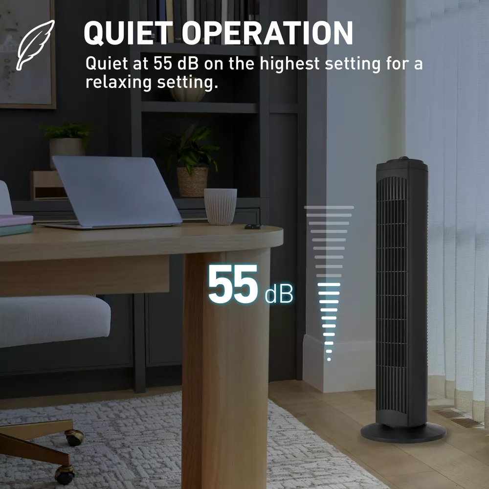Electric Fan 29 Inch Manual Control Oscillating Tower Fan 3 Wind Speeds Portable Space-Saving Floor Fan