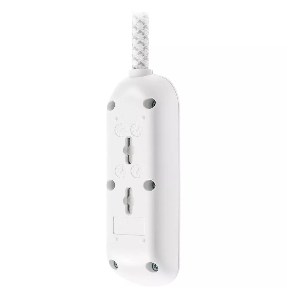 Surge Protector Power Strip 3 AC Outlets with 8ft Braided Extension Cord & Flat Wall Plug
